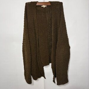 Womens Knit Oversized Cardigan Sweater Open Front Coat Green